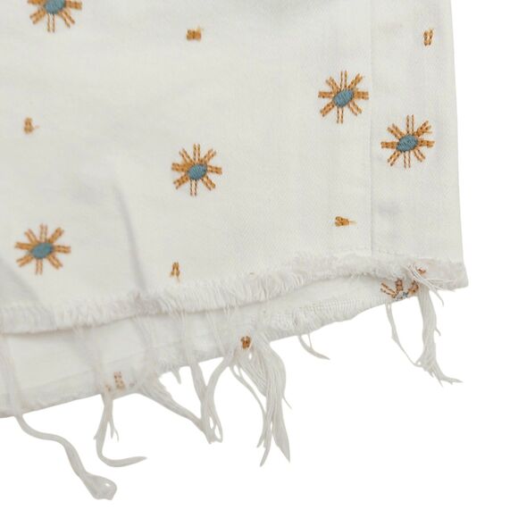 Pilcro by Anthropologie Jean Shorts Womens 27 White Cut-Off Stretch Embroidered - Picture 6 of 12